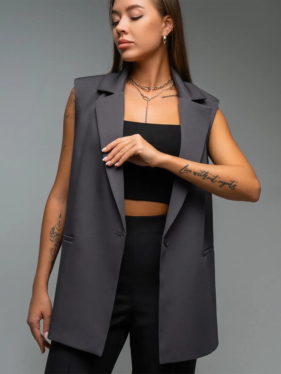 Жилетка костюмная удлиненная с v-вырезом