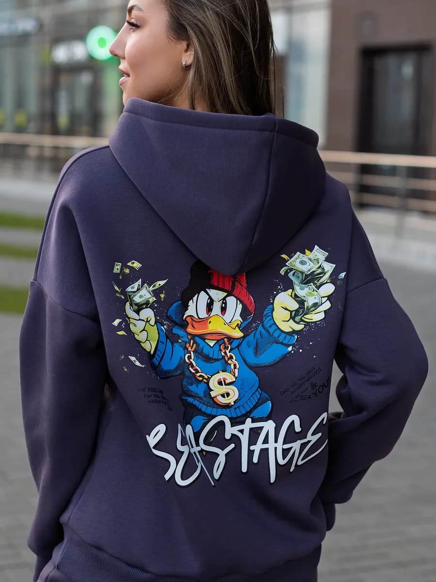 Худи утепленное с капюшоном и начесом на флисе - фото 1