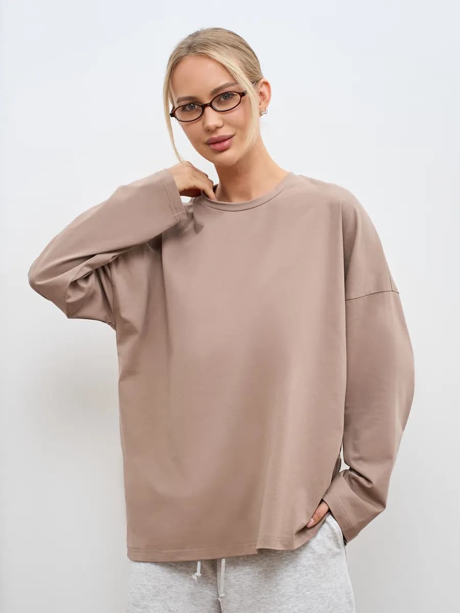 Лонгслив свободный оверсайз с длинным рукавом