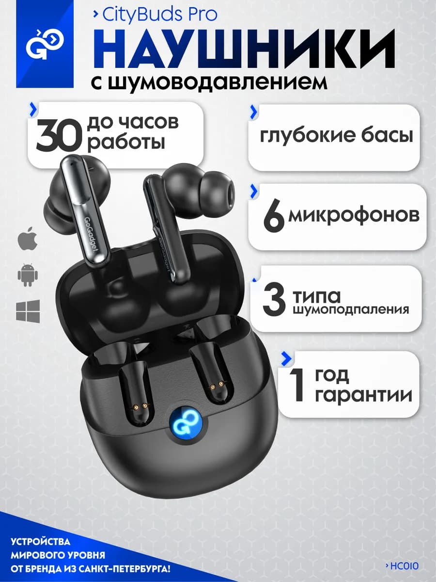 Наушники беспроводные с шумоподавлением ANC и ENC