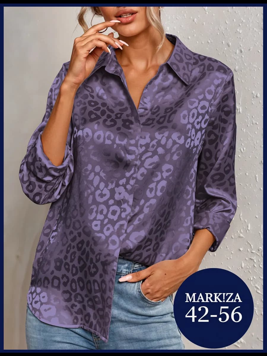 Блузка женская нарядная рубашка шелковая большие размеры