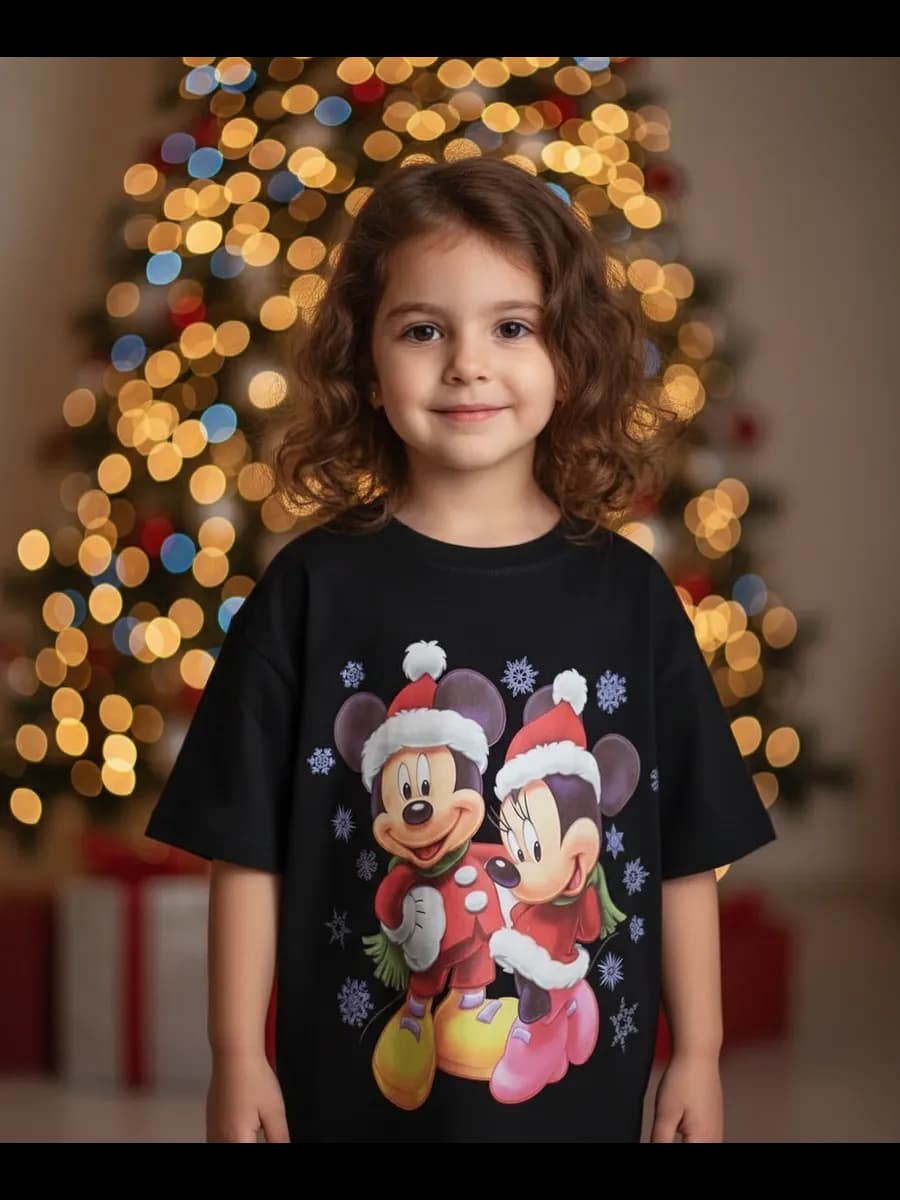 Новогодняя детская футболка с Микки Маусом 2026 семейная