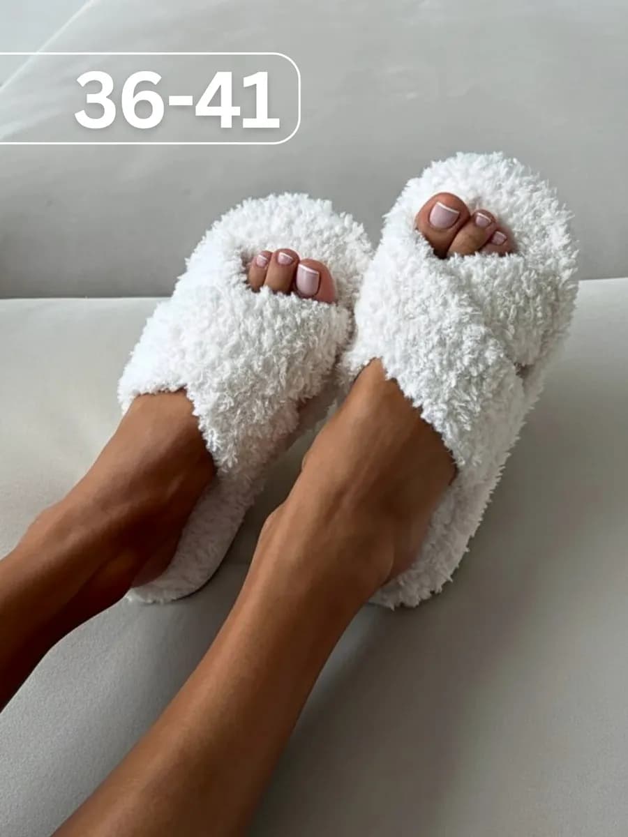 Тапочки домашние меховые открытые