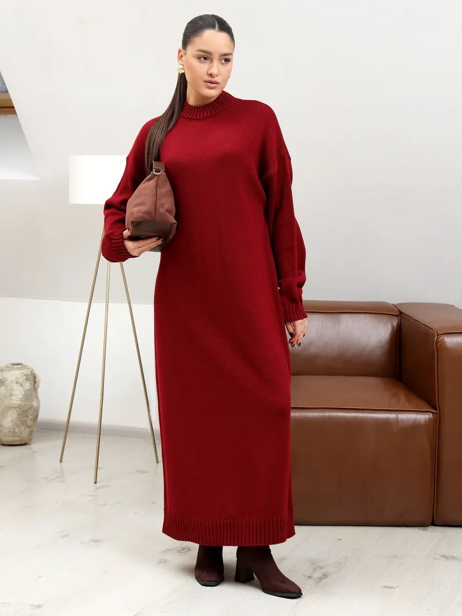 Платье вязаное базовая миди оверсайз - фото 1