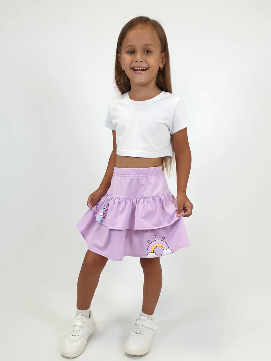 Юбка трикотажная с воланами в садик для детей