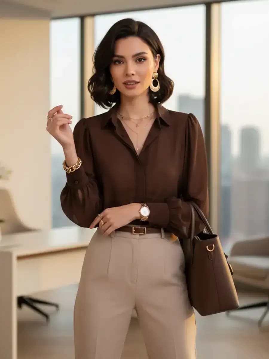 Полупрозрачная шифоновая блузка новогодняя