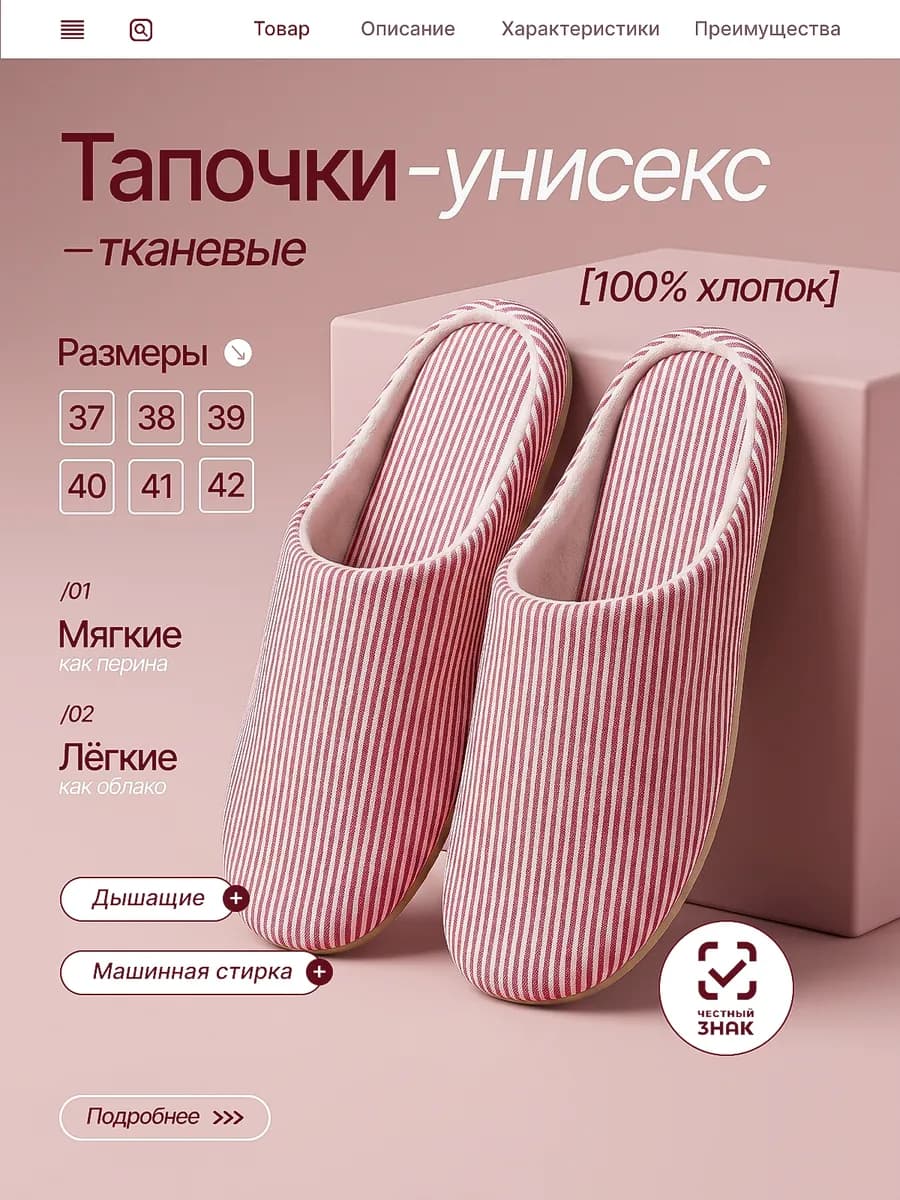 Тапочки домашние бесшумные