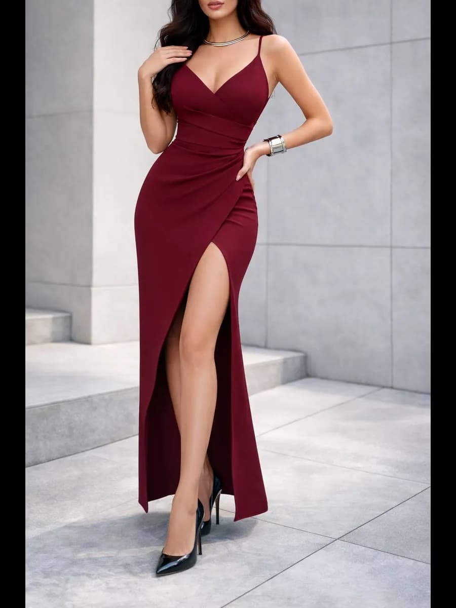 Платье вечернее длинное с разрезом по ноге