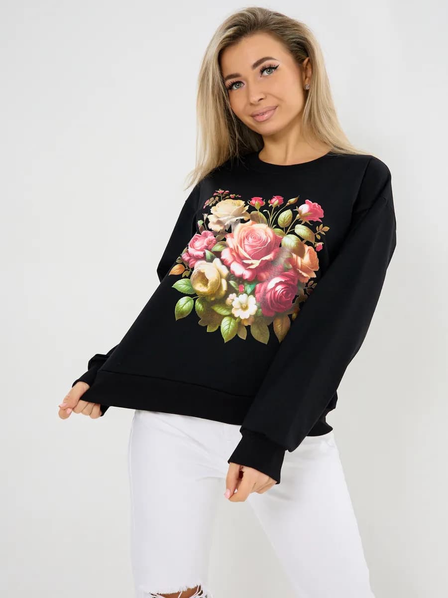 Свитшот оверсайз хлопковый трикотажный - фото 1