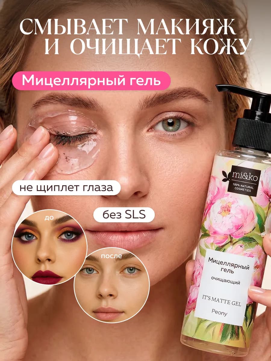 Мицеллярный гель очищающий для лица для снятия макияжа