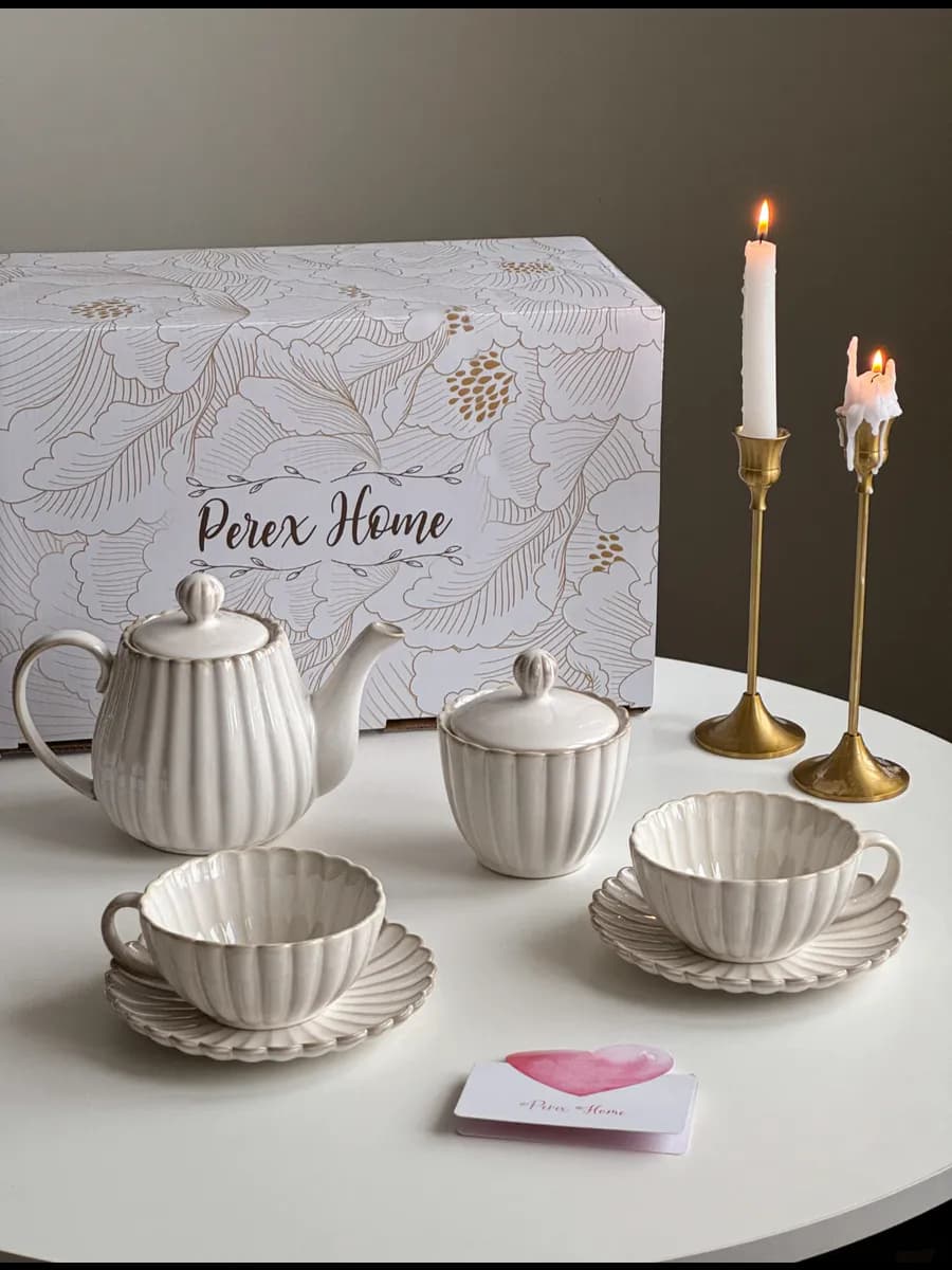 Сервиз чайный, чайный сервиз с чайником и сахарницей