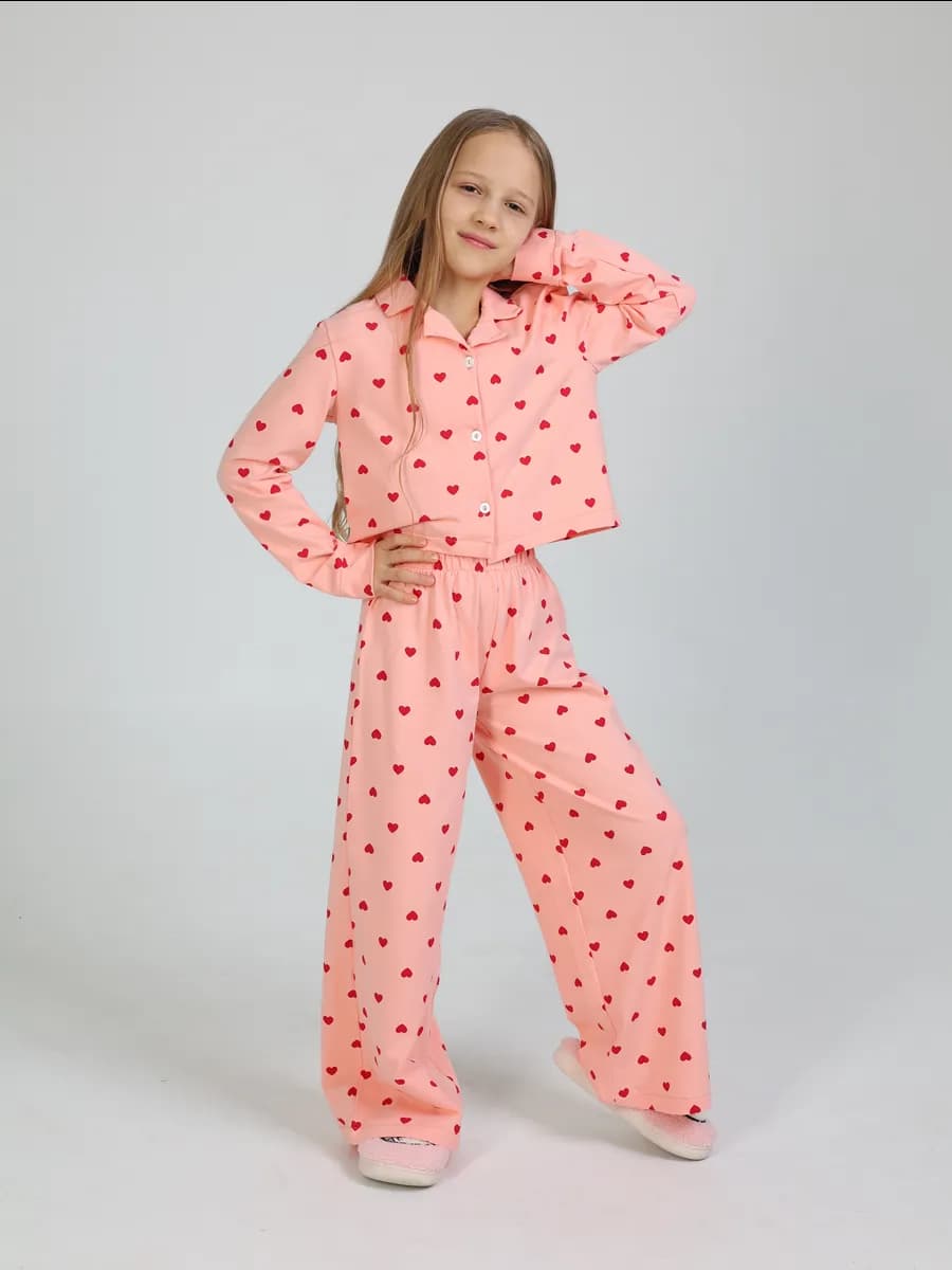 Пижама со штанами и рубашкой трикотажная хлопок