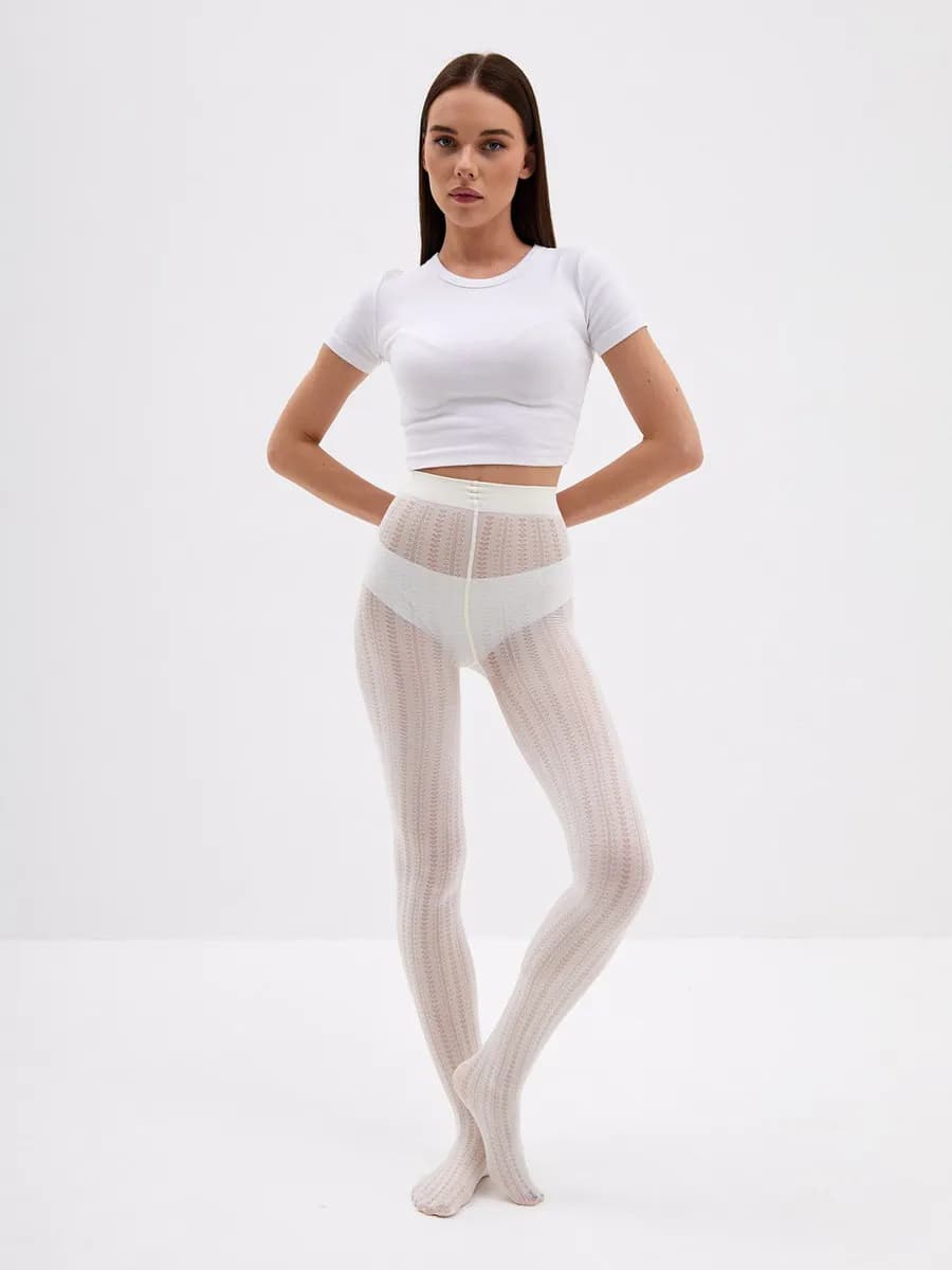 Ажурные колготки coquette теплые с рисунком