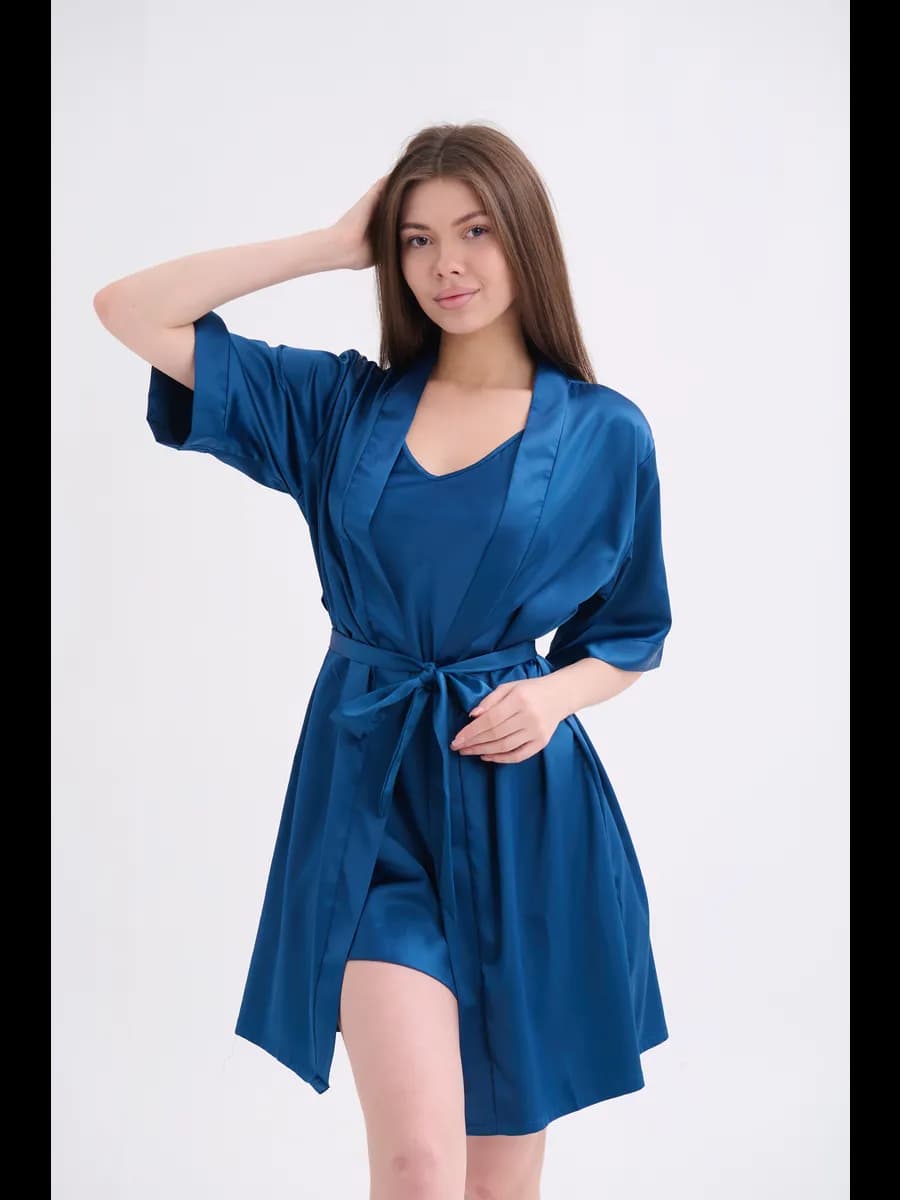 Комплект домашний халат и сорочка женская - фото 1