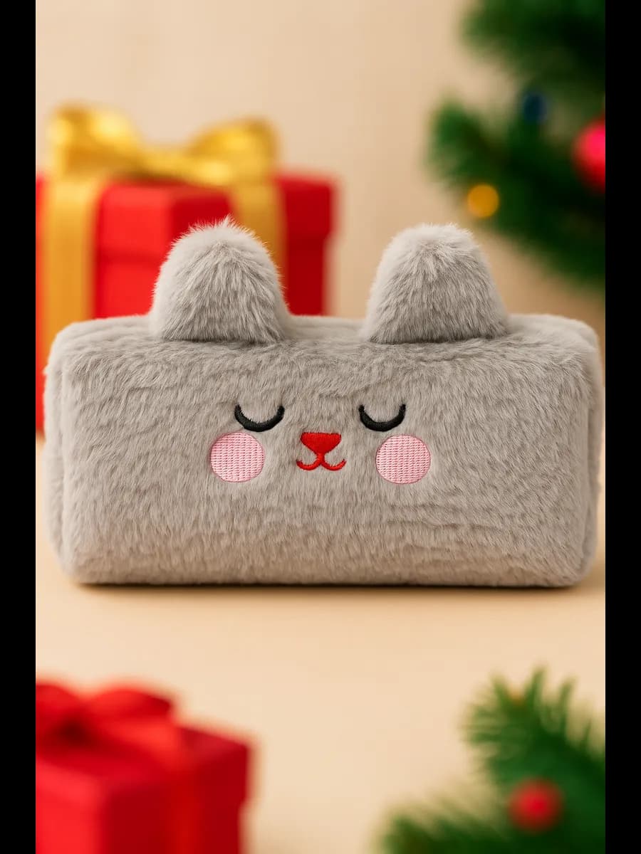 Пенал школьный плюшевый косметичка