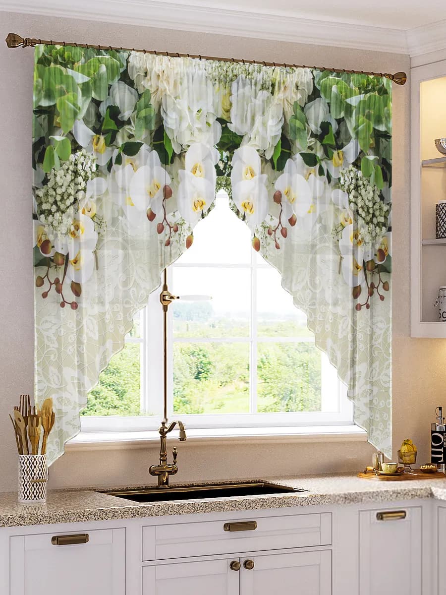 Фотошторы арка на кухню короткие декоративные, 250х170 см