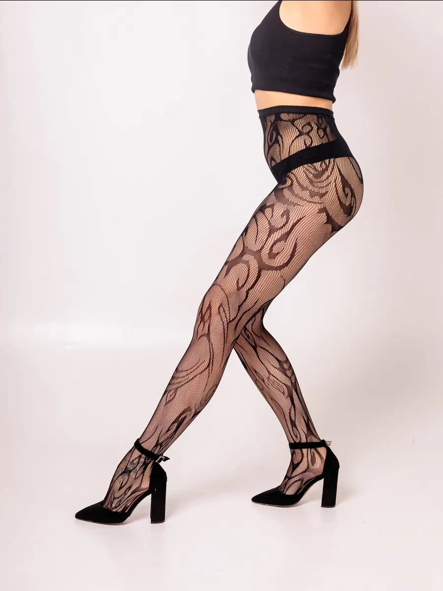 Колготки чёрные в сетку фантазийные