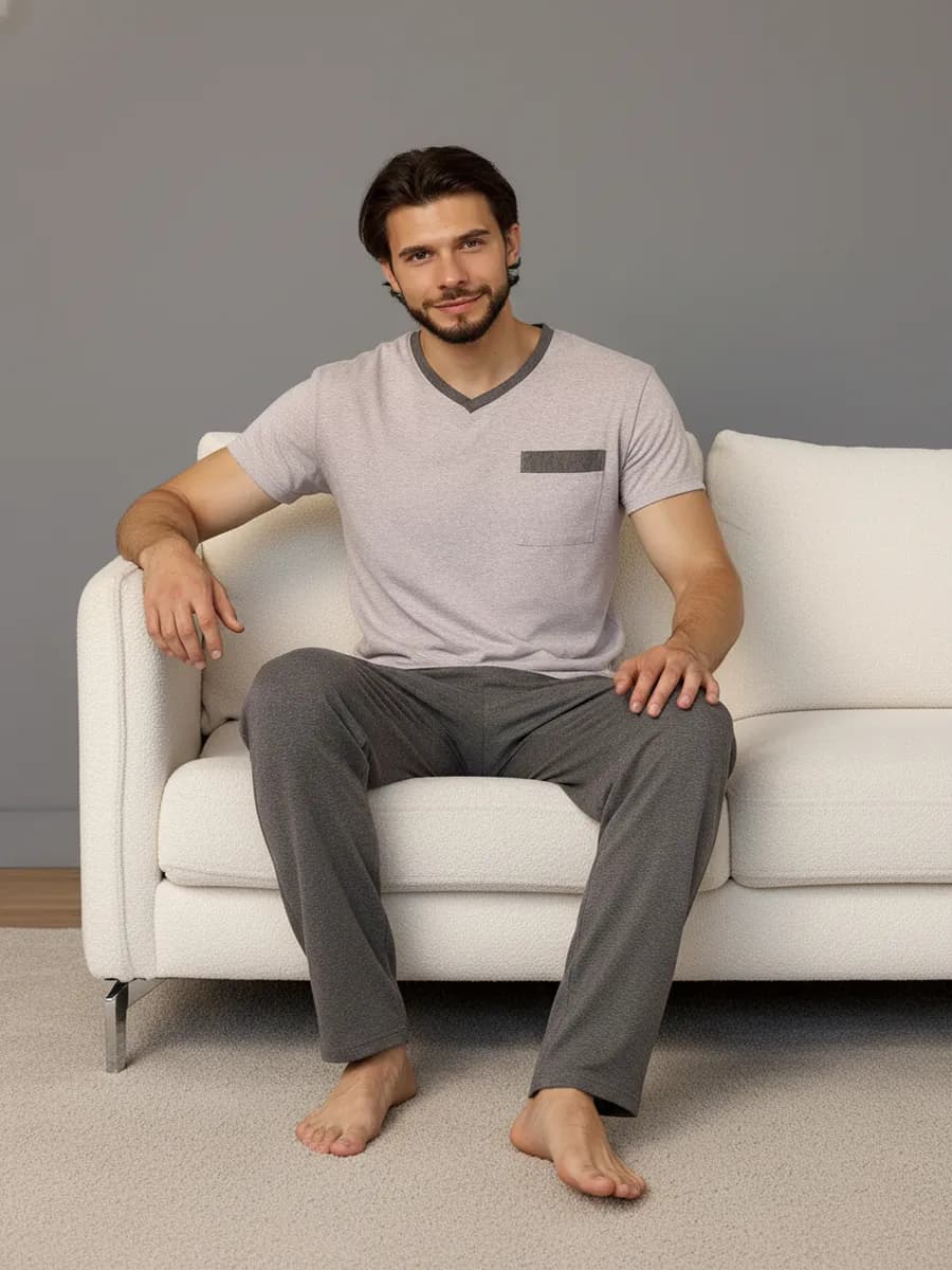 Костюм летний домашний с брюками хлопок - фото 1