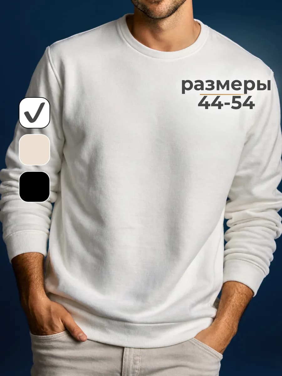 Свитшот без начеса базовый однотонный - фото 1