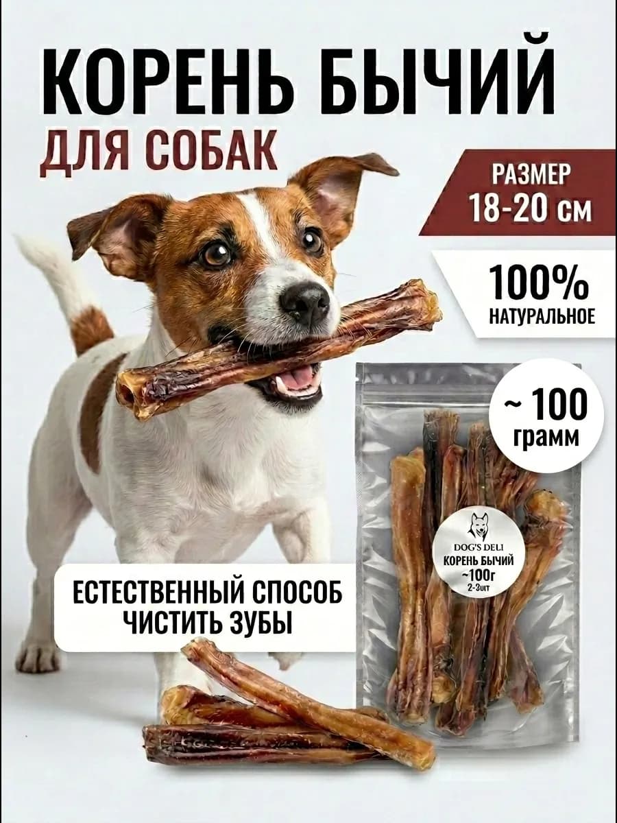 Бычий корень крупный Лакомства для собак 100гр. (18-20 см)