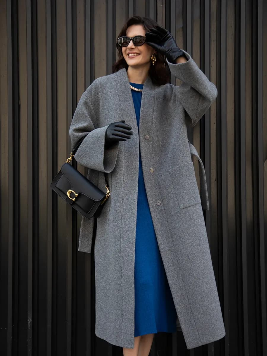 Пальто кимоно длинное весна-осень