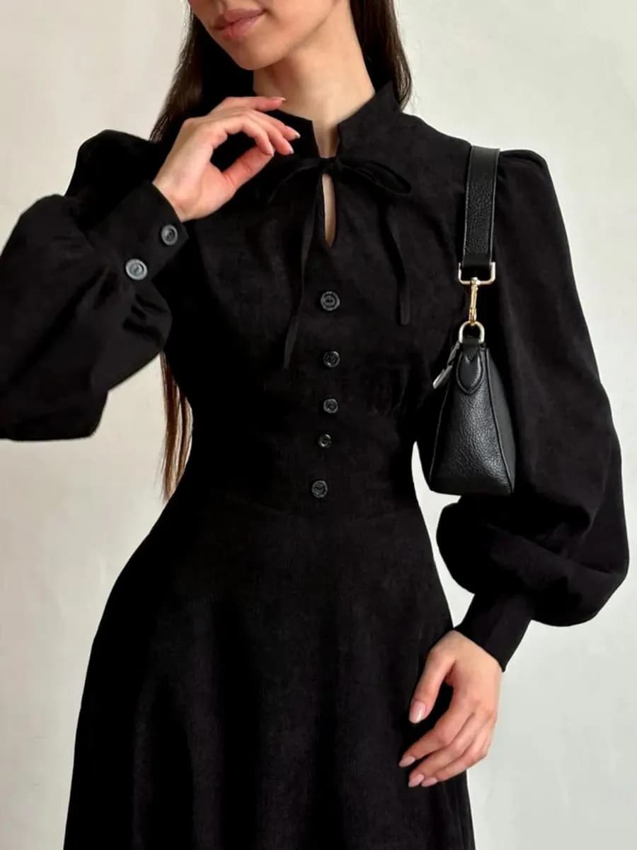 Платье винтажное вельветовое повседневное - фото 1