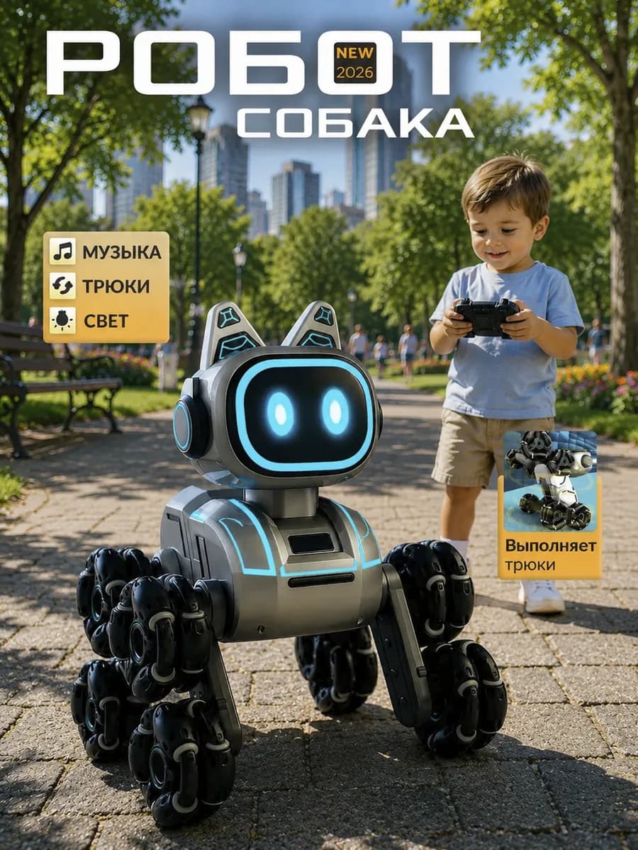 Робот собака на пульте радиоуправления