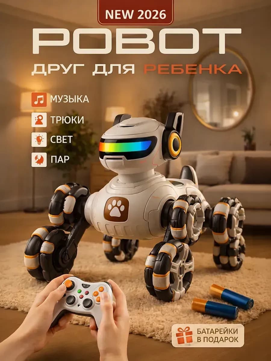 Робот собака интерактивная на пульте радиоуправления