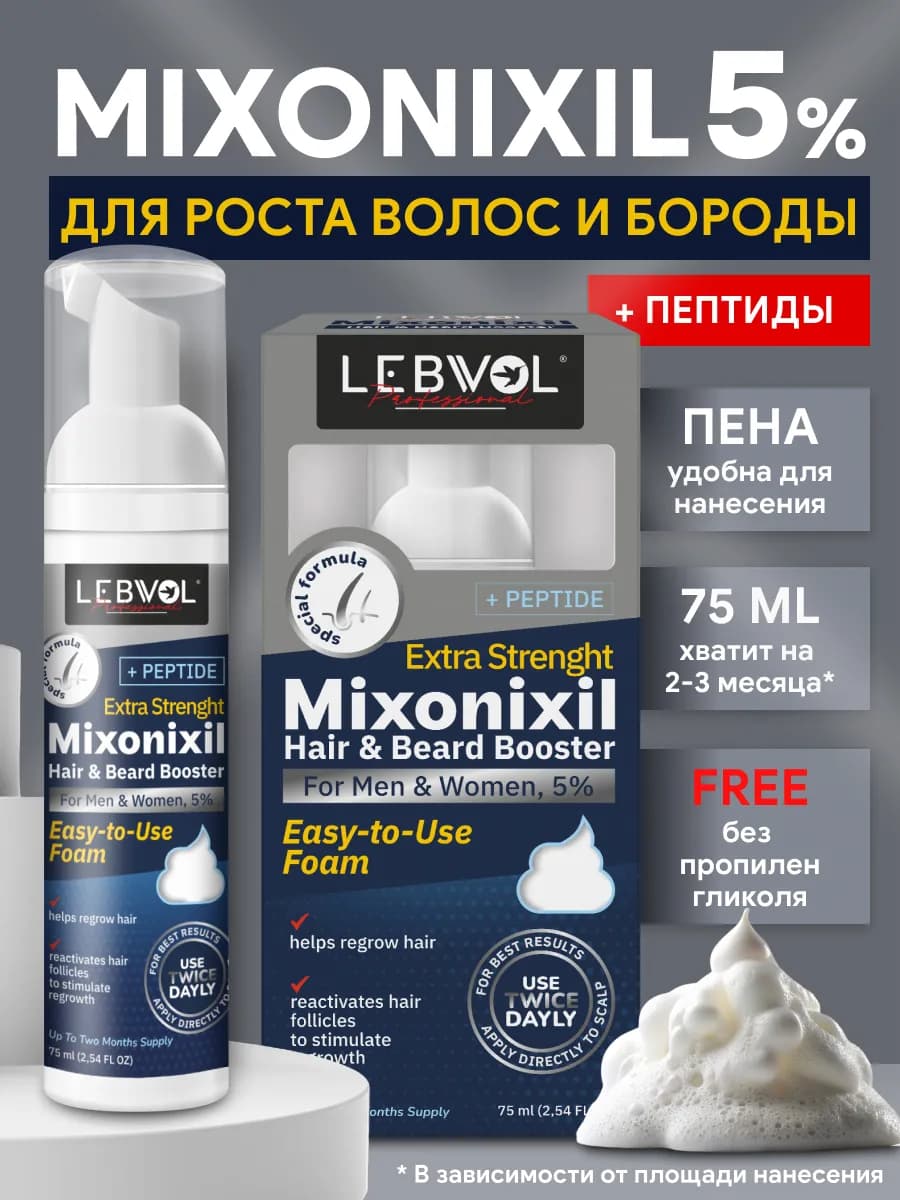 Пена 5% для роста волос и бороды ORIGINAL