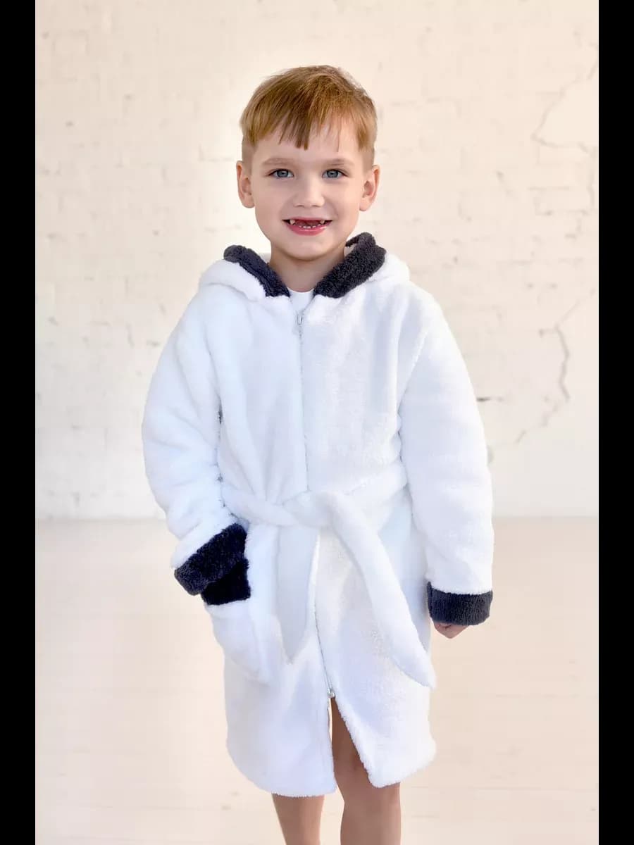 Халат махровый на молнии теплый банный