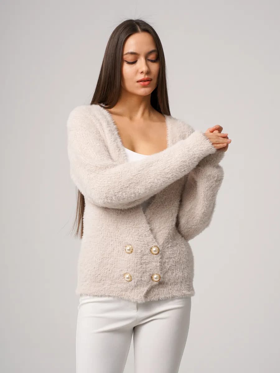 Кардиган теплый вязаный на пуговицах
