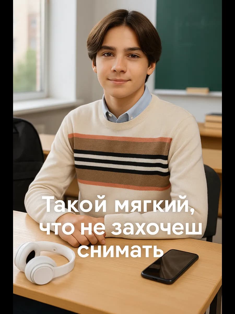 Джемпер школьный с длинным рукавом - фото 1