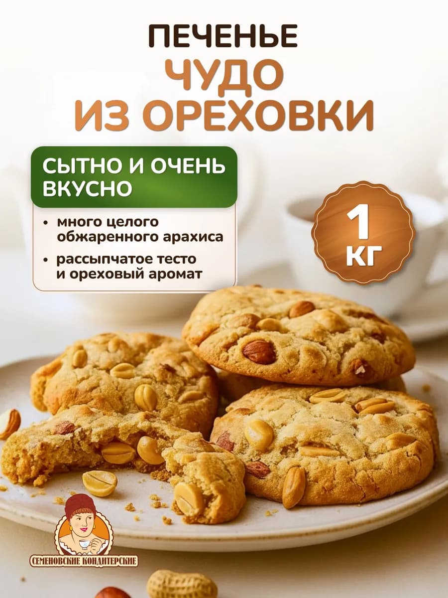 Печенье в коробках песочное с арахисом 1 кг