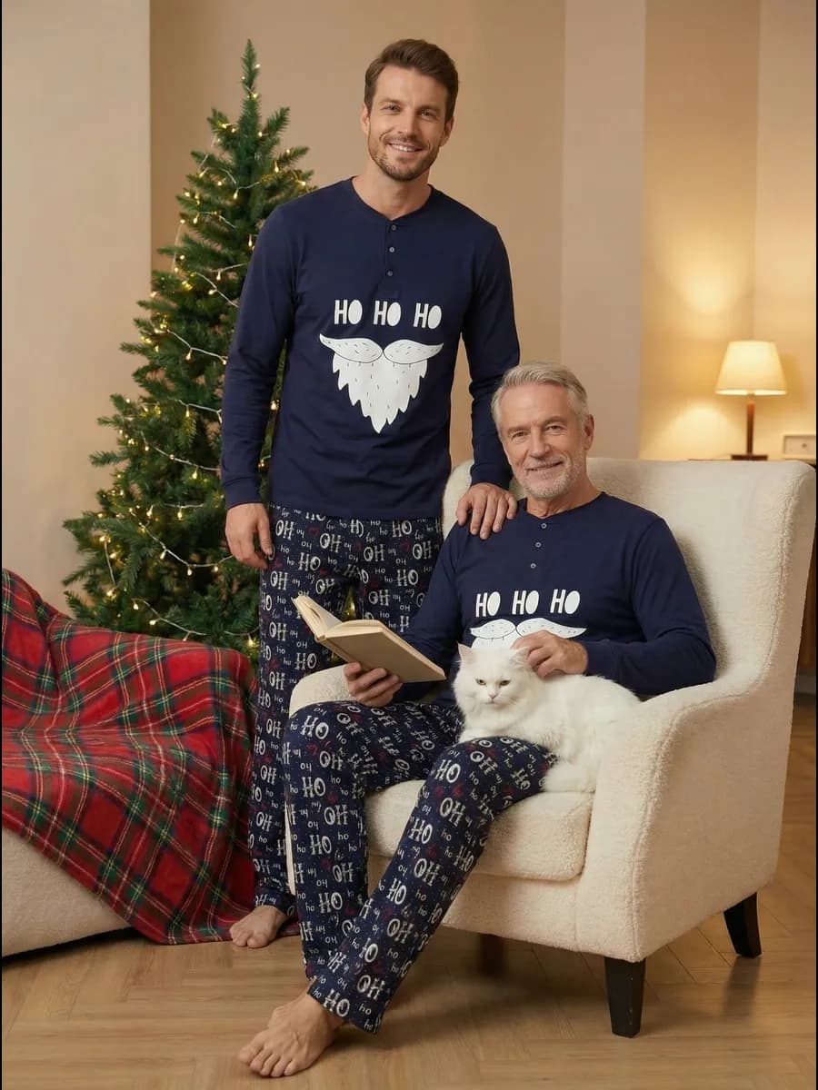 Пижама новогодняя со штанами длинным рукавом для всей семьи