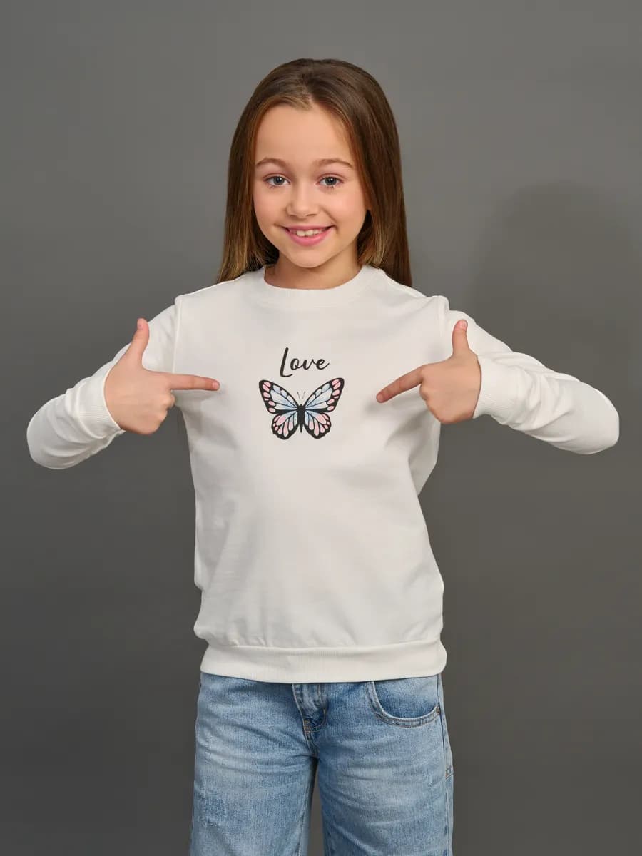 Толстовка свитшот без начеса с принтом