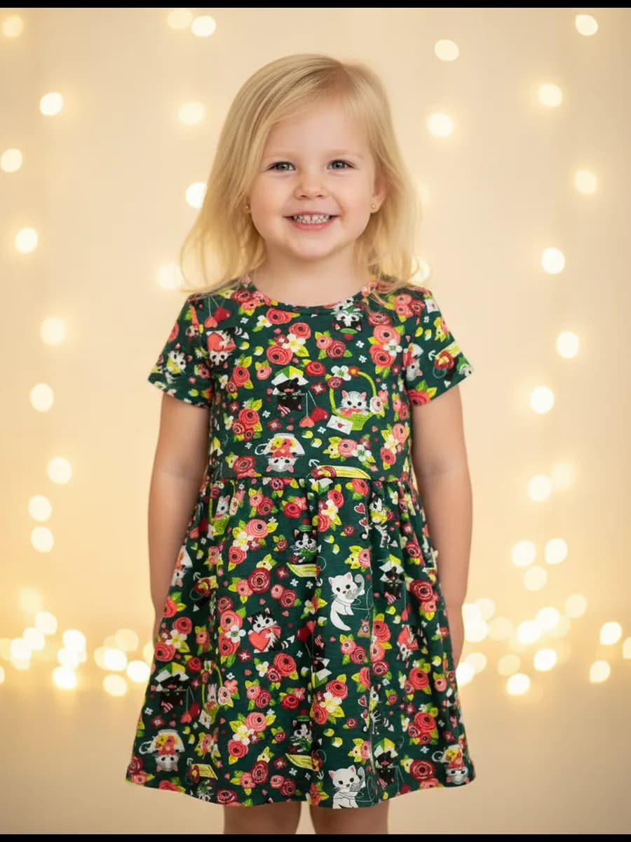 Платье в садик с коротким рукавом - фото 1