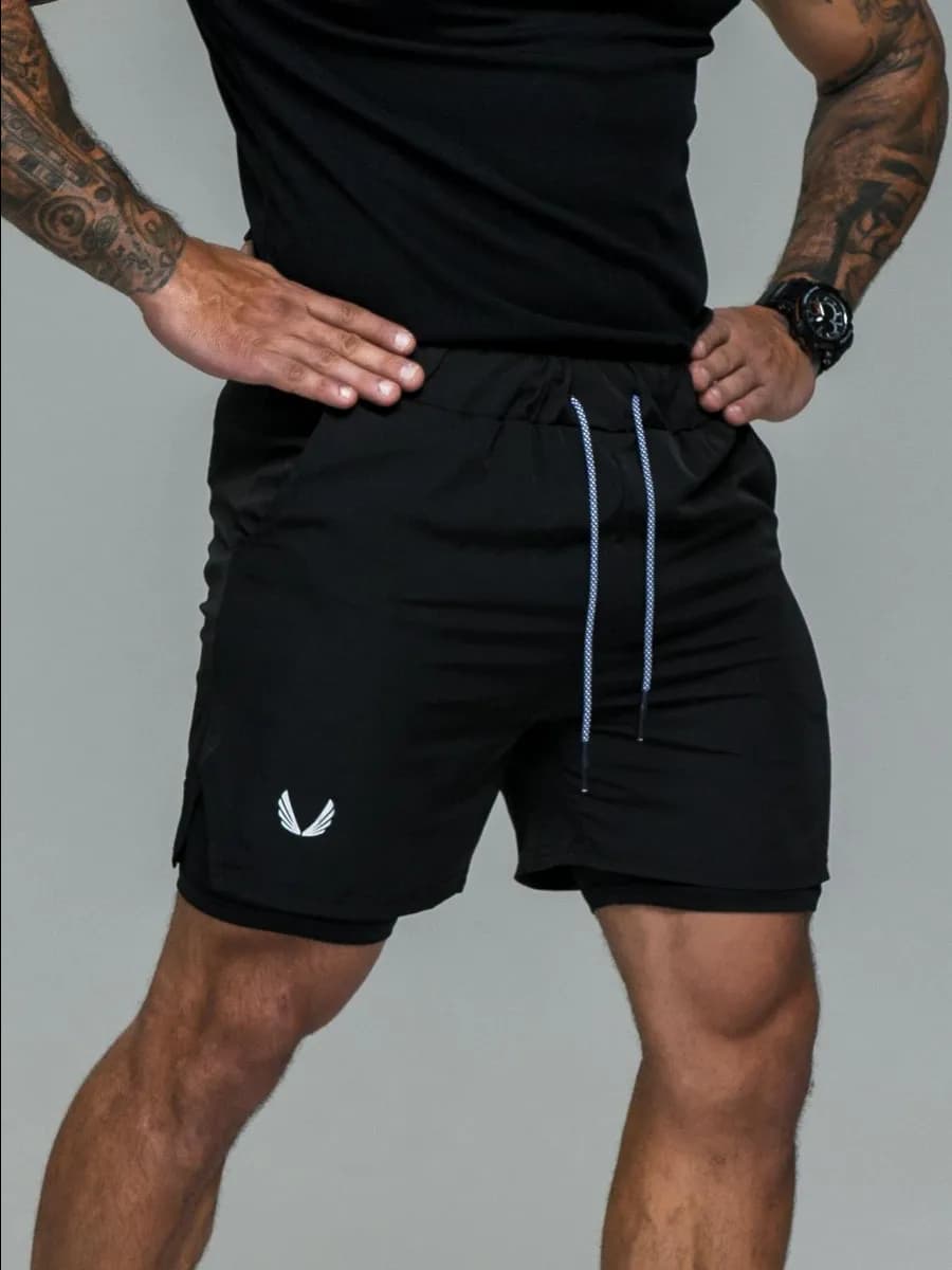 Шорты с тайтсами спортивные для фитнеса бега спортзала