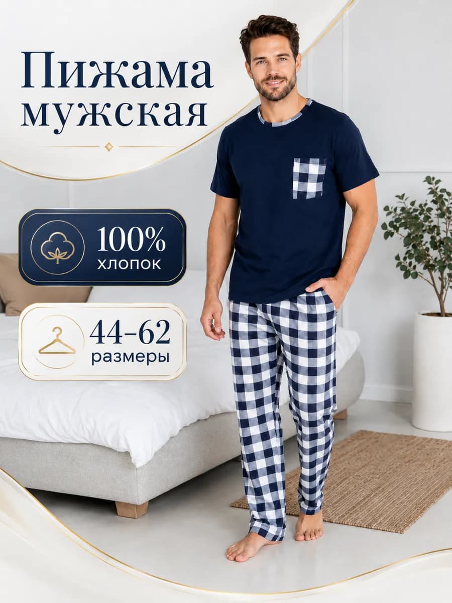 Пижама мужская со штанами хлопок