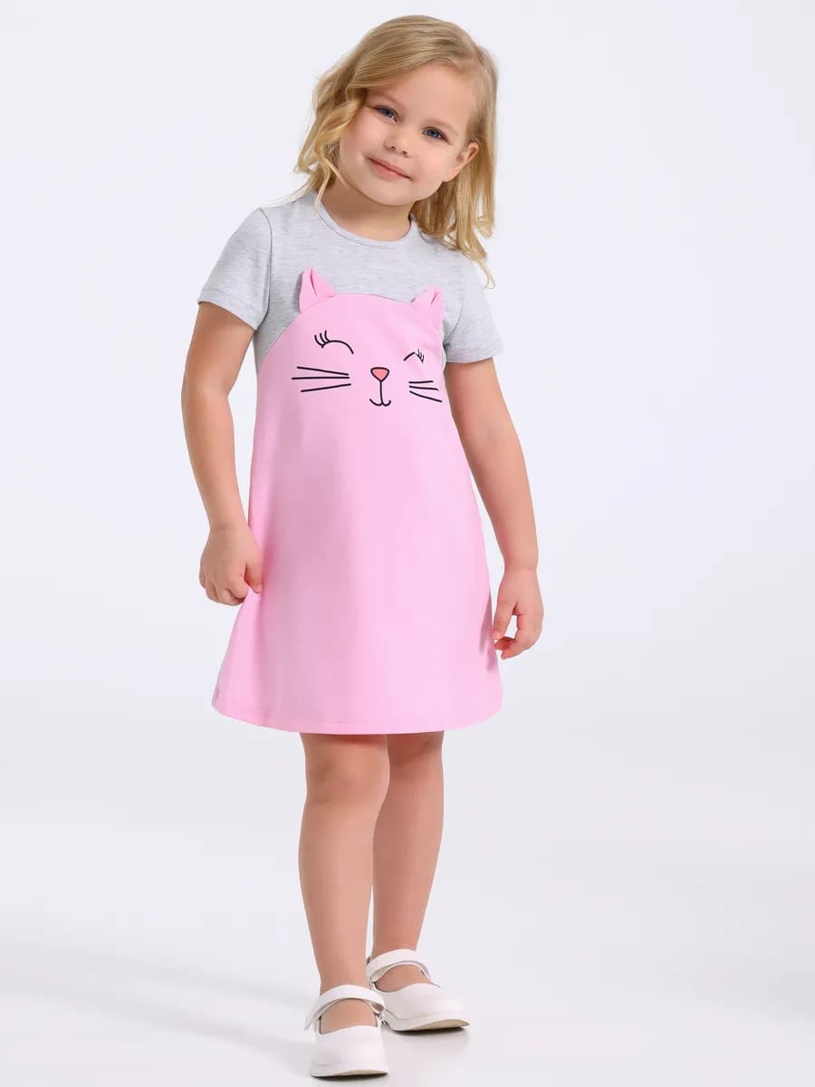 Платье с ушками для девочки в садик хлопок