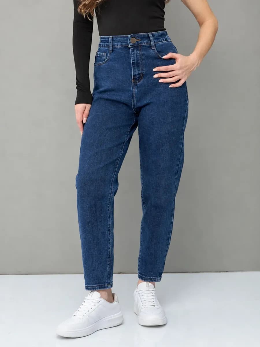 Джинсы момы с высокой посадкой