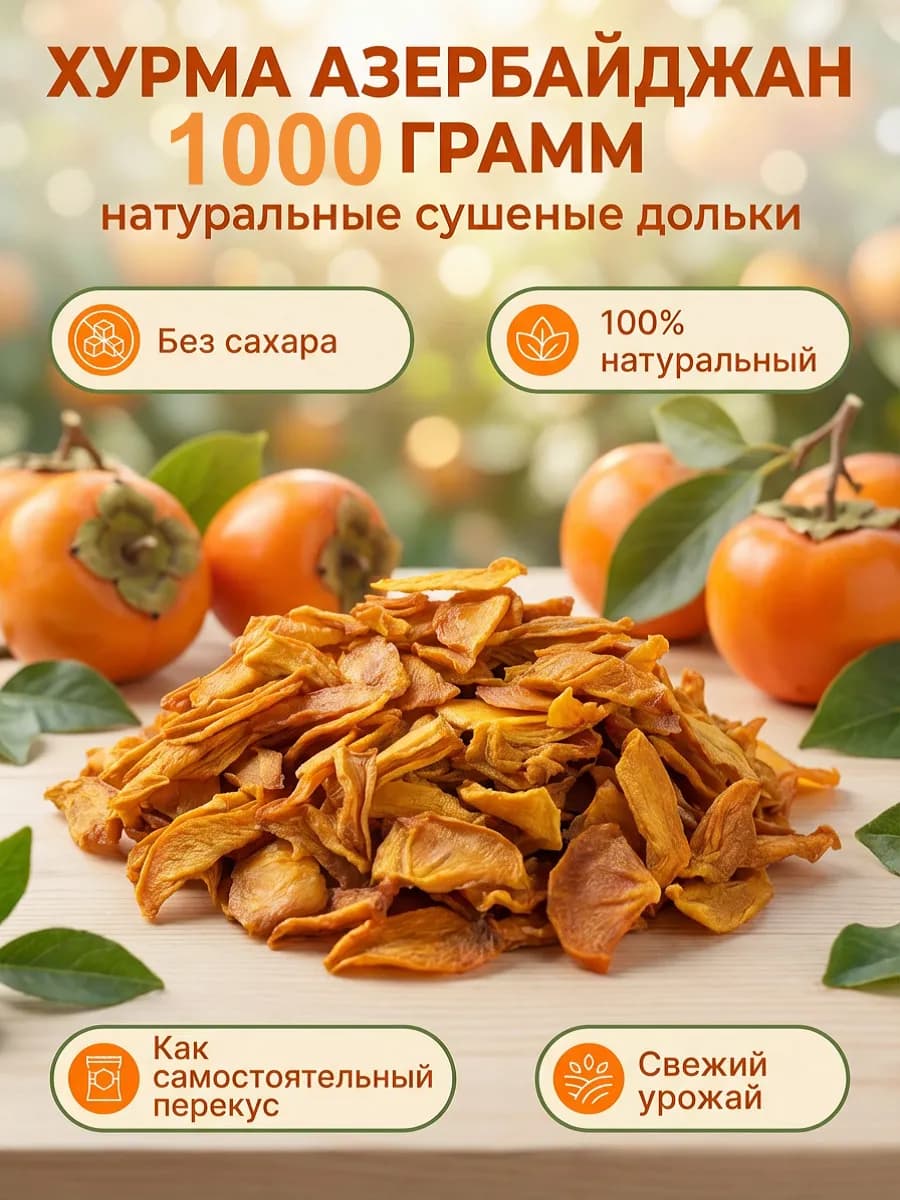 Хурма сушеная без сахара резаная азербайджанская 1 кг