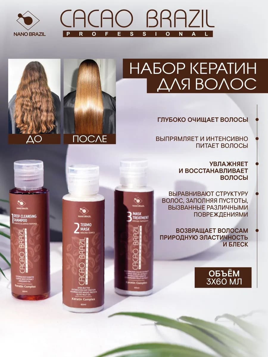 Набор для кератинового выпрямления кудрявых волос