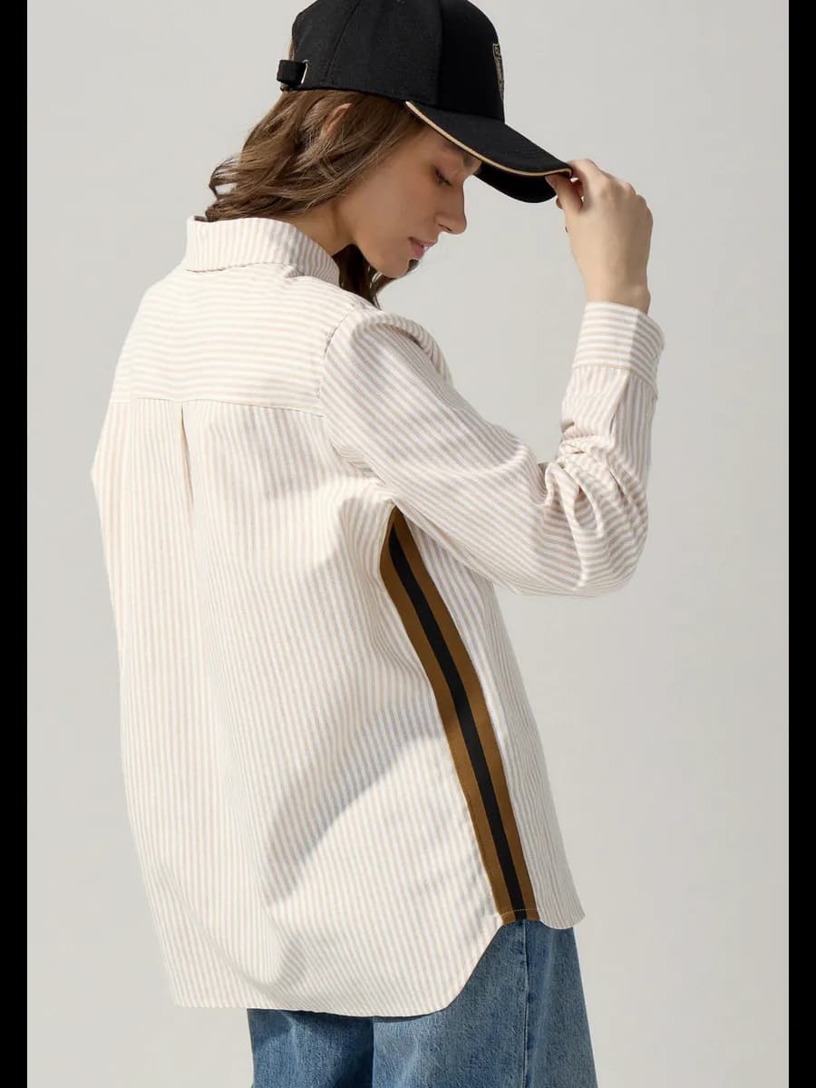 Рубашка оверсайз в полоску удлиненная хлопок