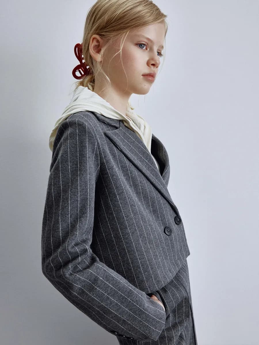 Жакет школьный укороченный в полоску