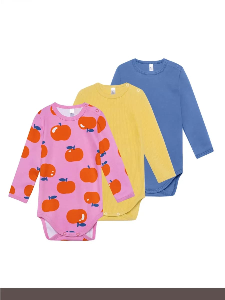 Боди для новорожденных девочек с длинным рукавом набор 3 шт