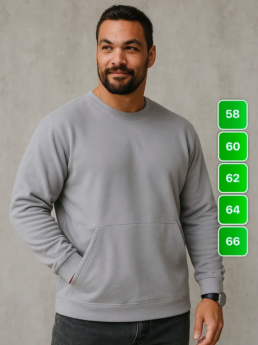 Толстовка свитшот с тонким начесом больших размеров