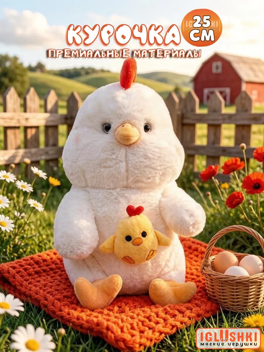Плюшевая курочка мягкая игрушка для мальчика