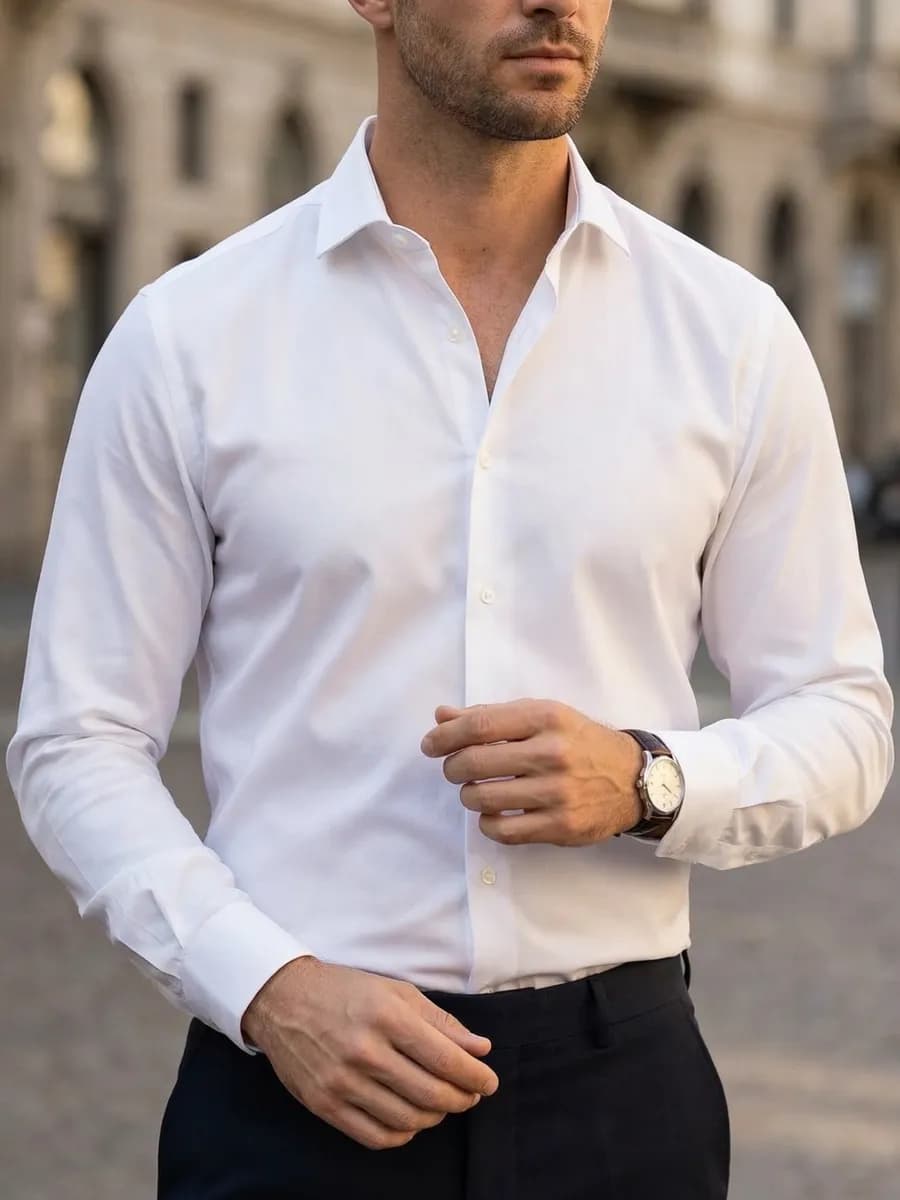 Рубашка приталенная с длинным рукавом