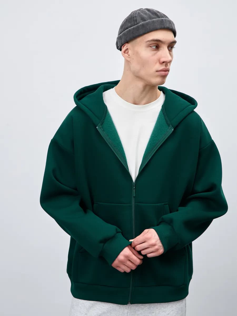 Толстовка на молнии оверсайз утепленная с начесом