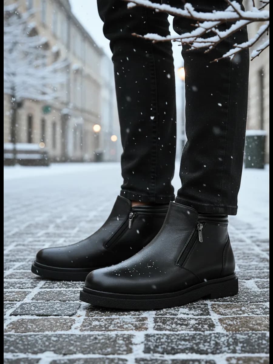 Ботинки зимние из натуральной кожи с мехом